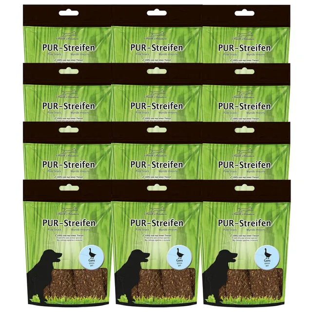 schecker-hundesnacks-pur-kaustreifen-gans-12x100g image 1