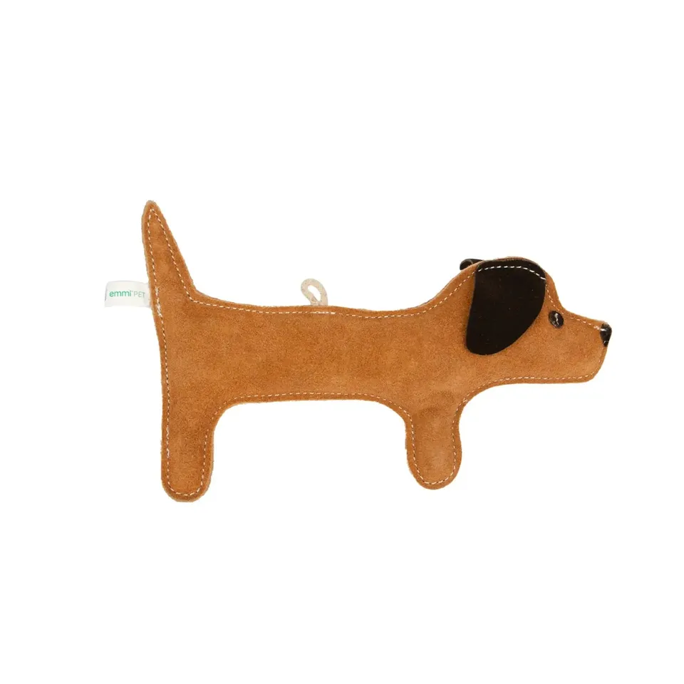 emmi-pet-tierbedarf-zergel-dackel-wildleder-kokos-mit-quietscher image 1
