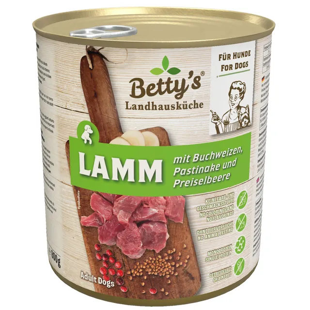 betty-s-landhausk-che-lamm-buchweizen-nassfutter-hund-800g image 1