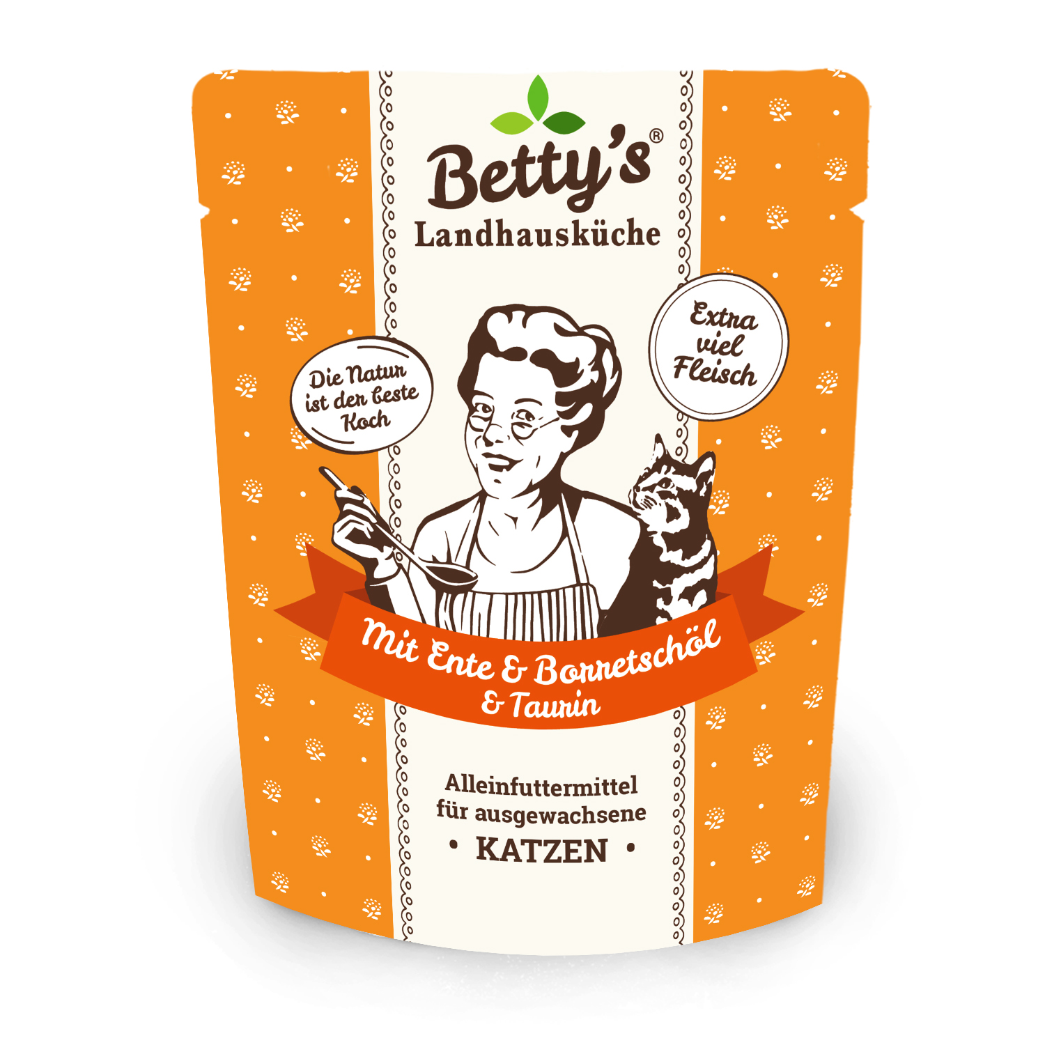 betty-s-landhausk-che-frischebeutel-katzenfutter-ente-250g image 1