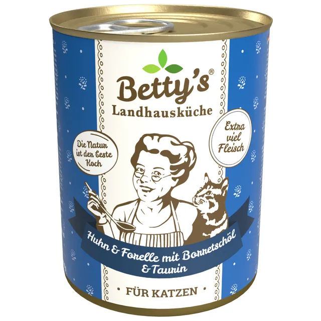 betty-s-landhausk-che-nassfutter-katze-huhn-forelle-400g-omega-3 image 1
