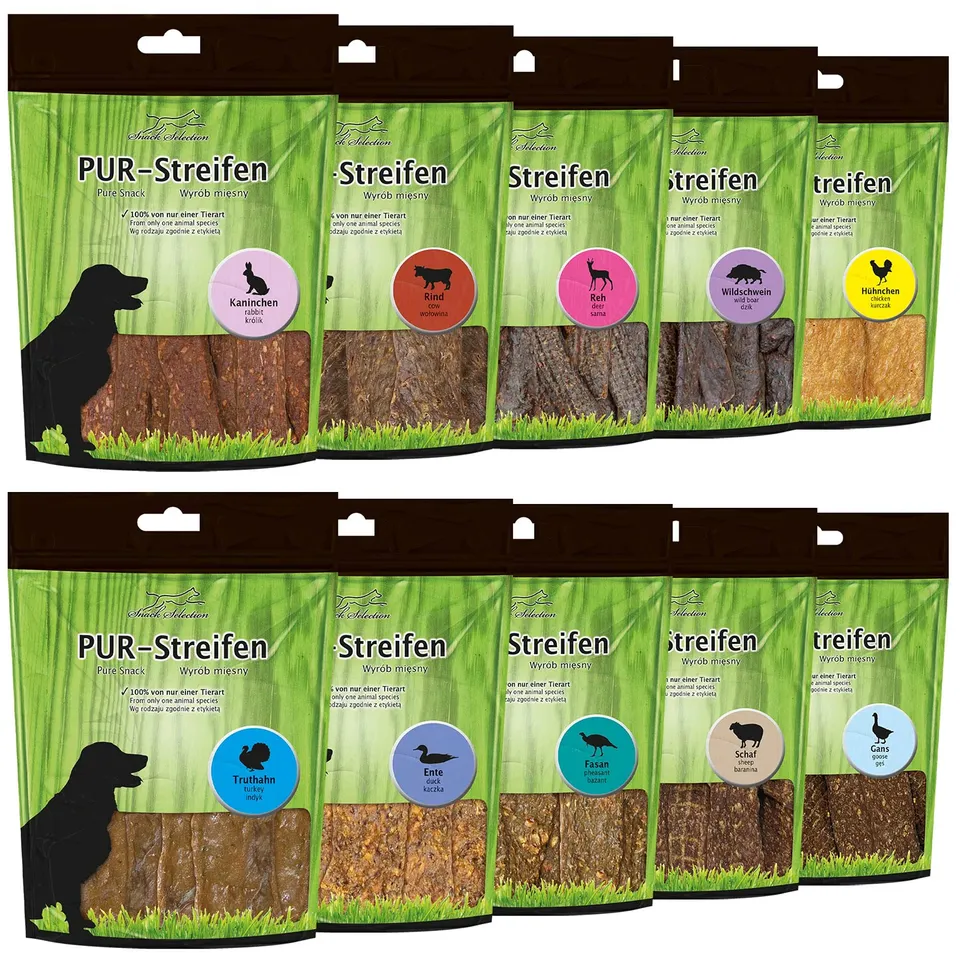 schecker-pur-fleisch-streifen-hundesnacks-testpaket-getreidefrei-12cm image 1