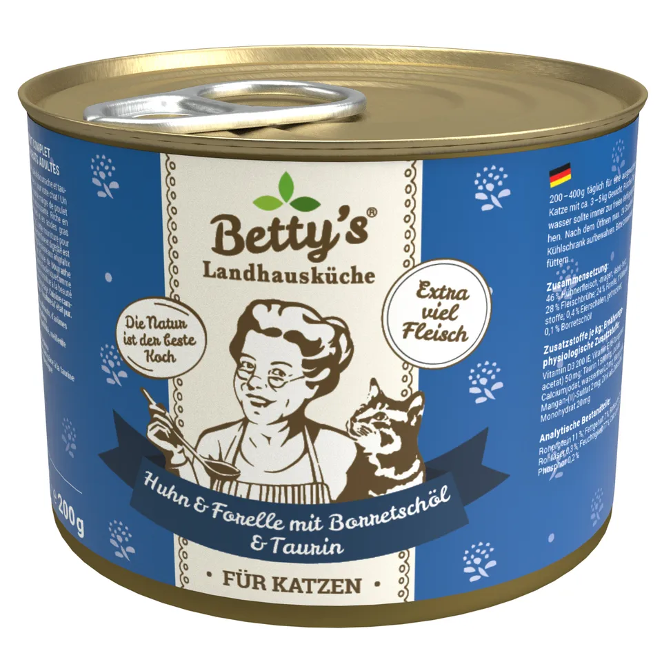 betty-s-landhausk-che-huhn-forelle-nassfutter-katze-200g image 1