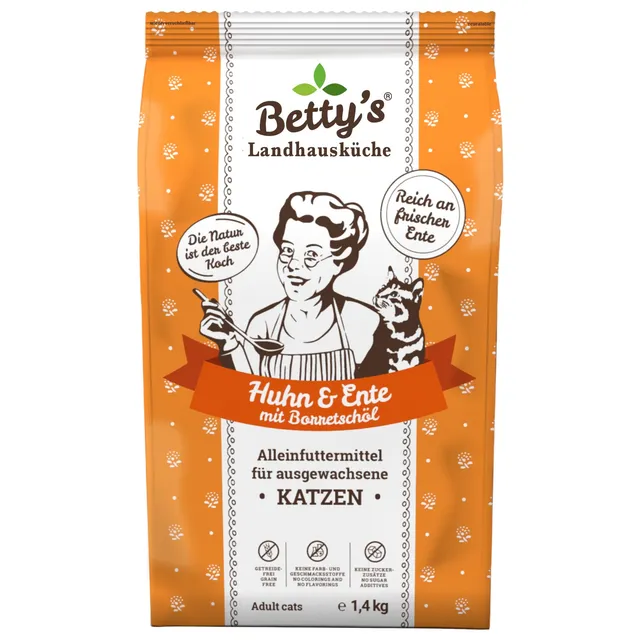 betty-s-landhausk-che-adult-huhn-ente-trockenfutter-katze-1-4kg image 1