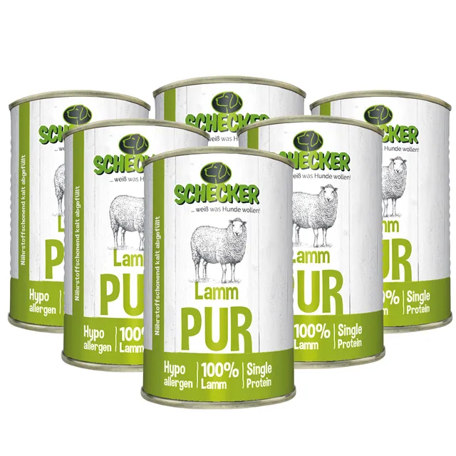 schecker-lamm-pur-nassfutter-6x410g-getreidefrei-hypoallergen image 1