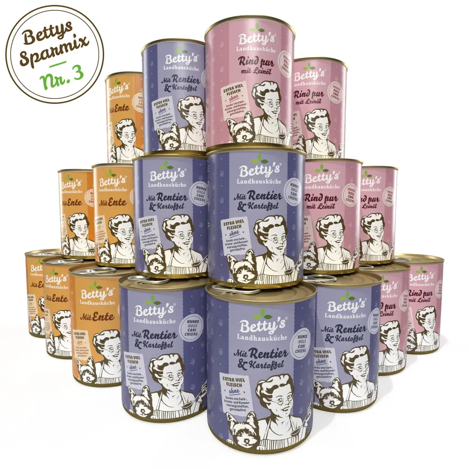 betty-s-sparmix-nr-3-hundefutter-rind-ente-rentier-18x400g image 1
