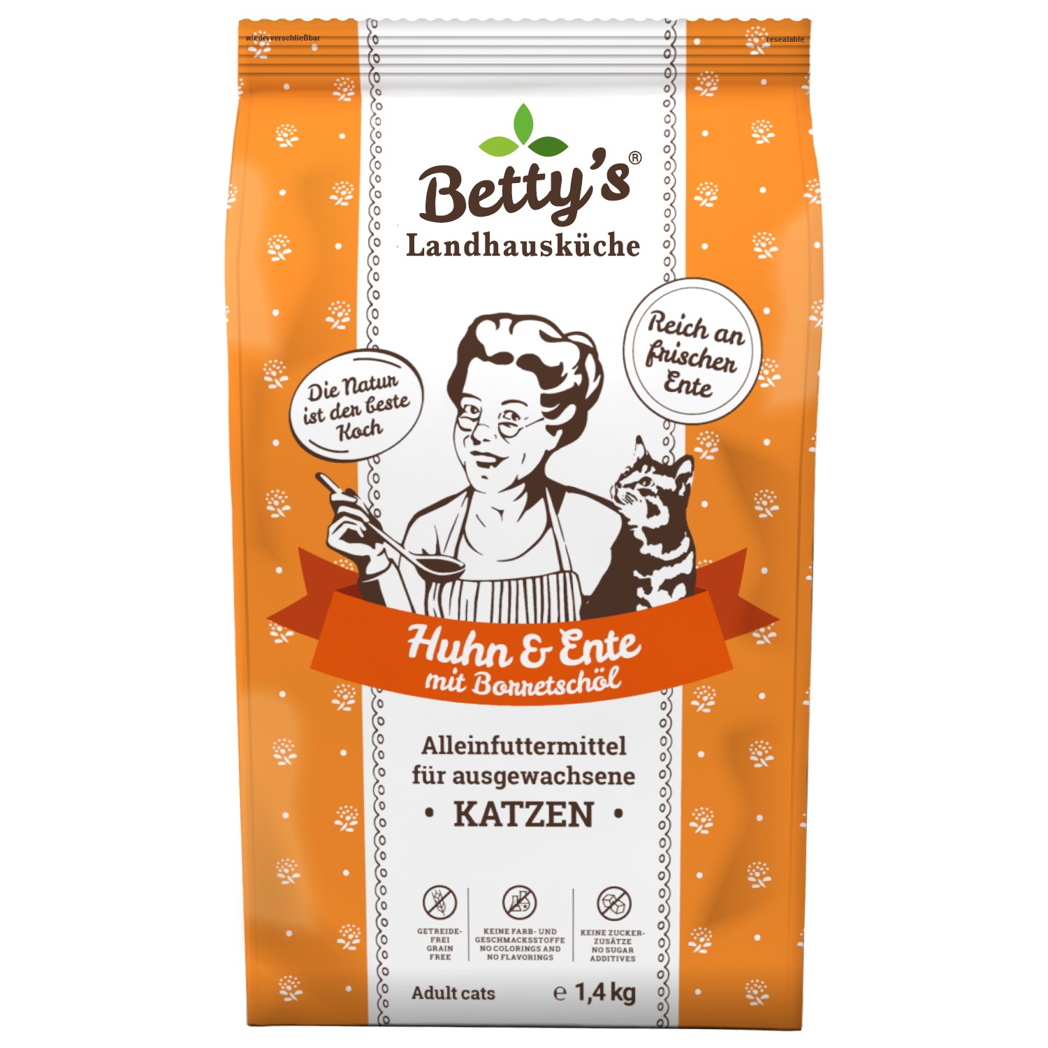 betty-s-landhausk-che-adult-huhn-ente-trockenfutter-katze-1-4kg image 1