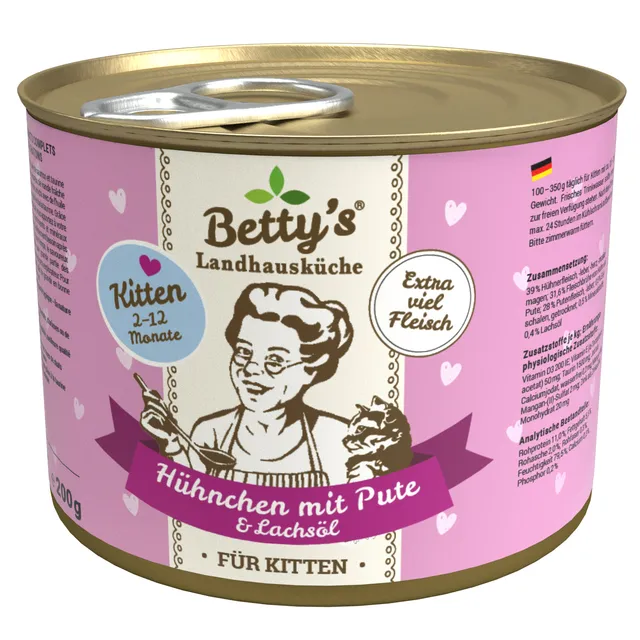betty-s-landhausk-che-kitten-h-hnchen-pute-katzenfutter-200g image 1