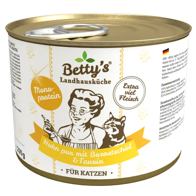 betty-s-landhausk-che-huhn-pur-katzenfutter-200g-borretsch-l image 1