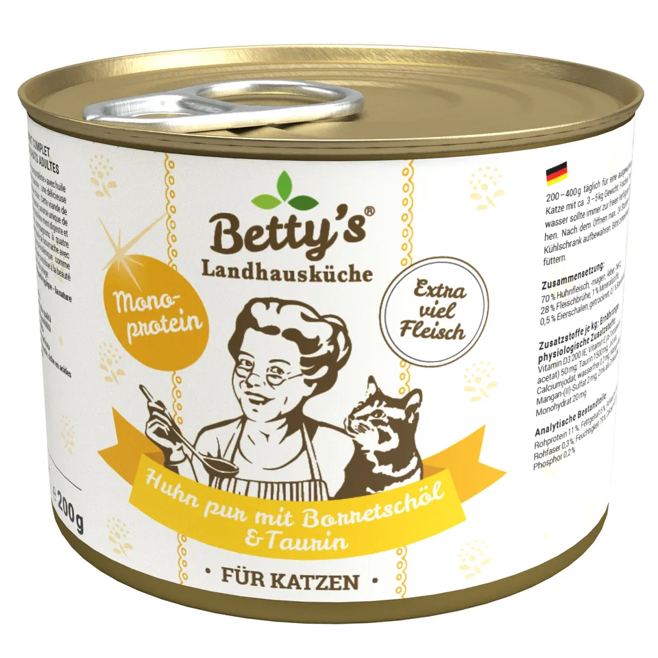 betty-s-landhausk-che-huhn-pur-katzenfutter-200g-borretsch-l image 1