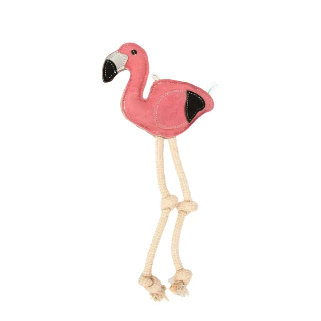 emmi-pet-flamingo-hundespielzeug-veloursleder-kokos-leicht image 1
