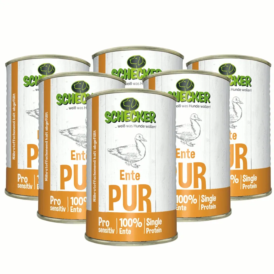 schecker-ente-pur-nassfutter-hund-410g-6er-pack-getreidefrei image 1