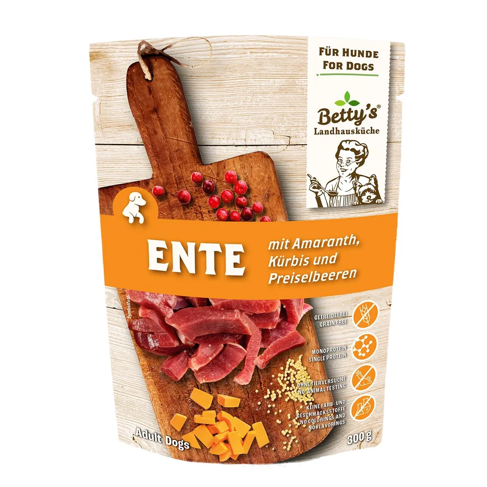 betty-s-landhausk-che-frischebeutel-ente-hundefutter-300g-amaranth image 1