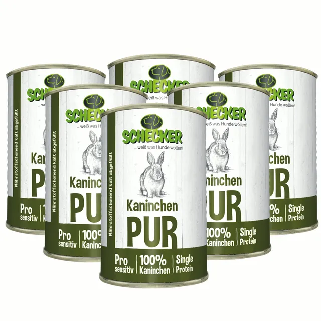 schecker-kaninchen-pur-nassfutter-hund-getreidefrei-6x410g image 1