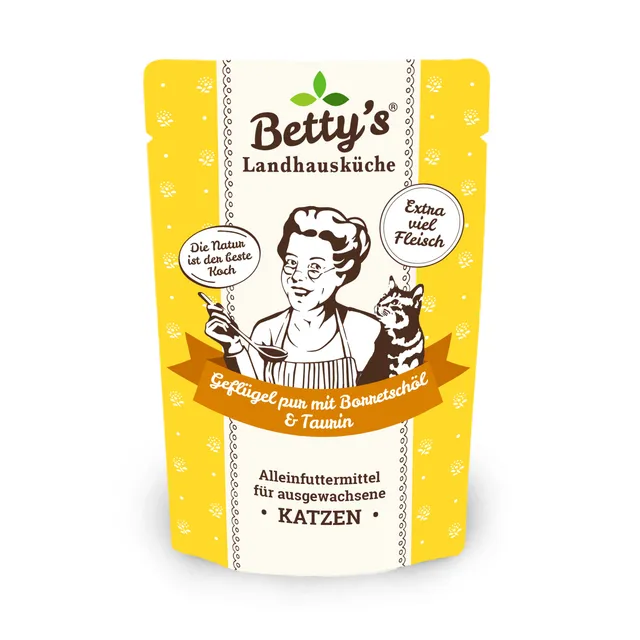 betty-s-landhausk-che-frischebeutel-gefl-gel-pur-katzenfutter-100g image 1