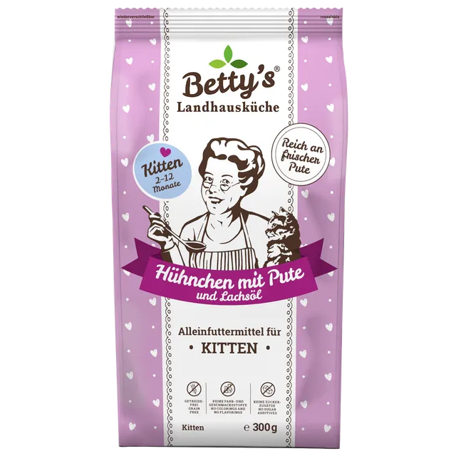 betty-s-landhausk-che-kitten-trockenfutter-h-hnchen-pute-300g image 1