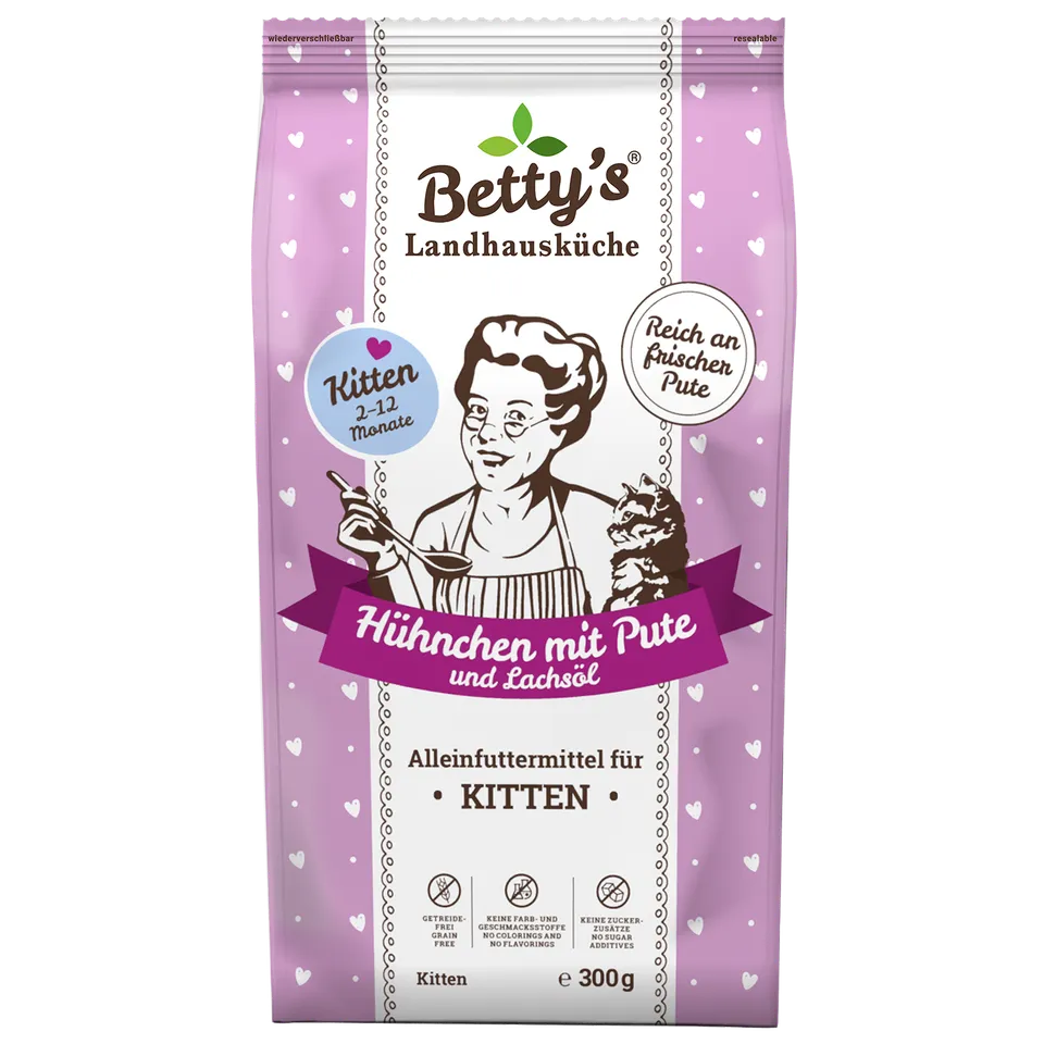 betty-s-landhausk-che-kitten-trockenfutter-h-hnchen-pute-300g image 1