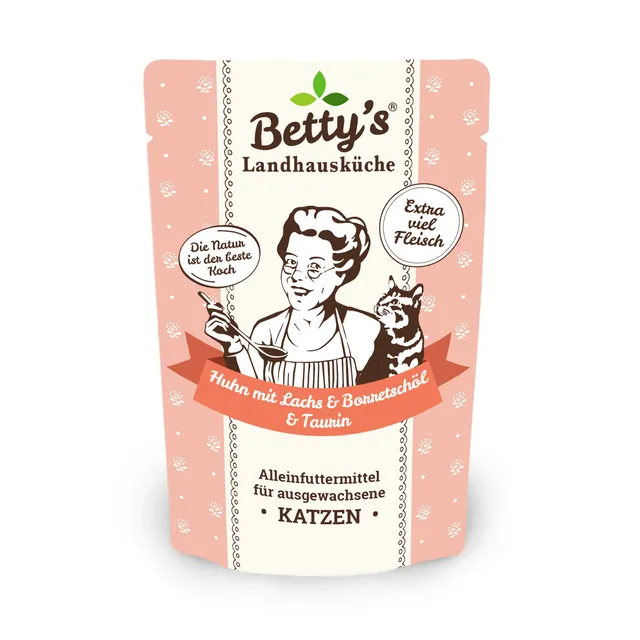 betty-s-landhausk-che-frischebeutel-huhn-lachs-katzenfutter-100g image 1