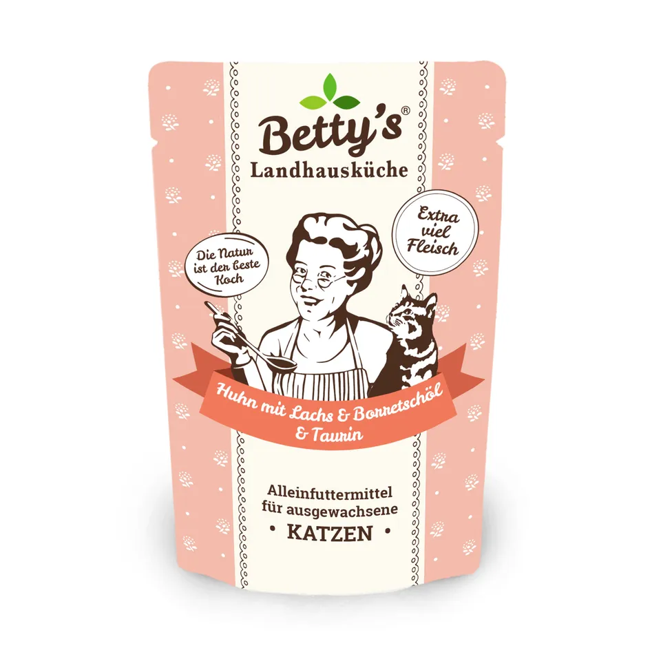 betty-s-landhausk-che-frischebeutel-huhn-lachs-katzenfutter-100g image 1