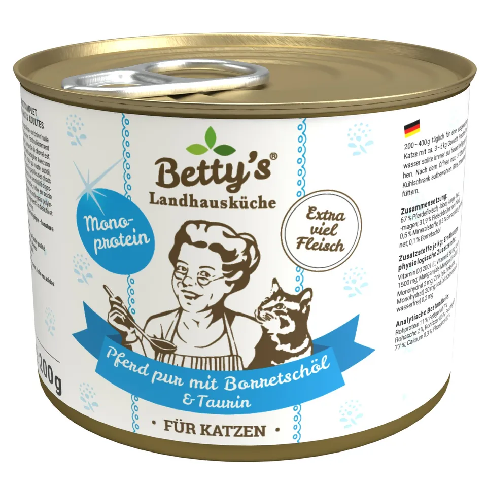 betty-s-landhausk-che-pferd-pur-katzenfutter-200g-monoprotein image 1