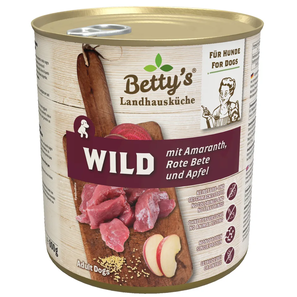 betty-s-landhausk-che-wild-rote-bete-hundefutter-nass-800g image 1