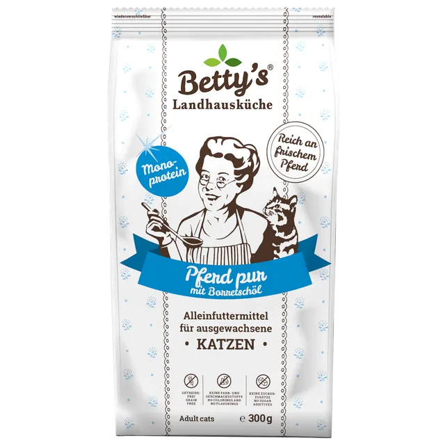 betty-s-landhausk-che-pferd-pur-trockenfutter-katze-300g image 1