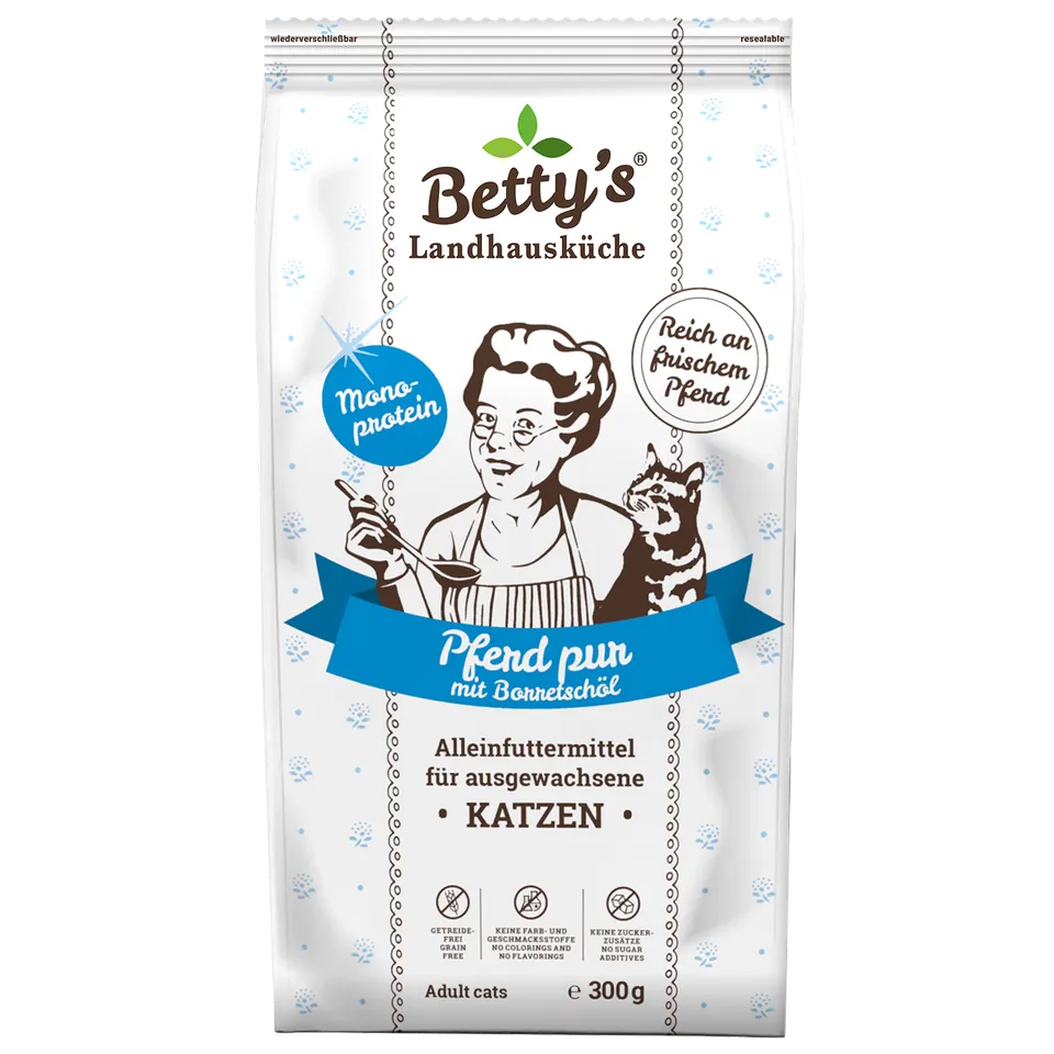 betty-s-landhausk-che-pferd-pur-trockenfutter-katze-300g image 1