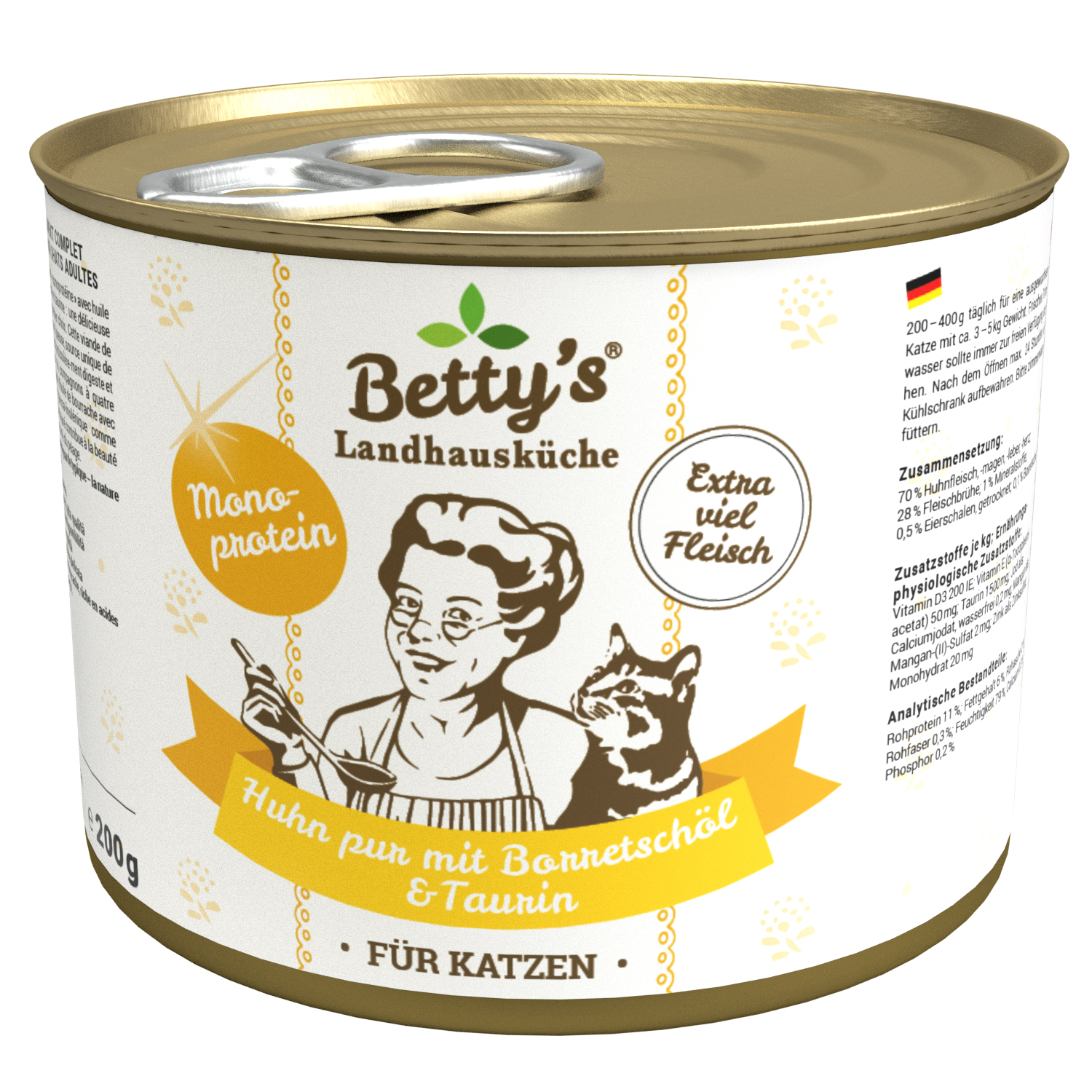 betty-s-landhausk-che-huhn-pur-katzenfutter-200g-borretsch-l image 1