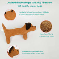 emmi-pet-tierbedarf-zergel-dackel-wildleder-kokos-mit-quietscher image 2