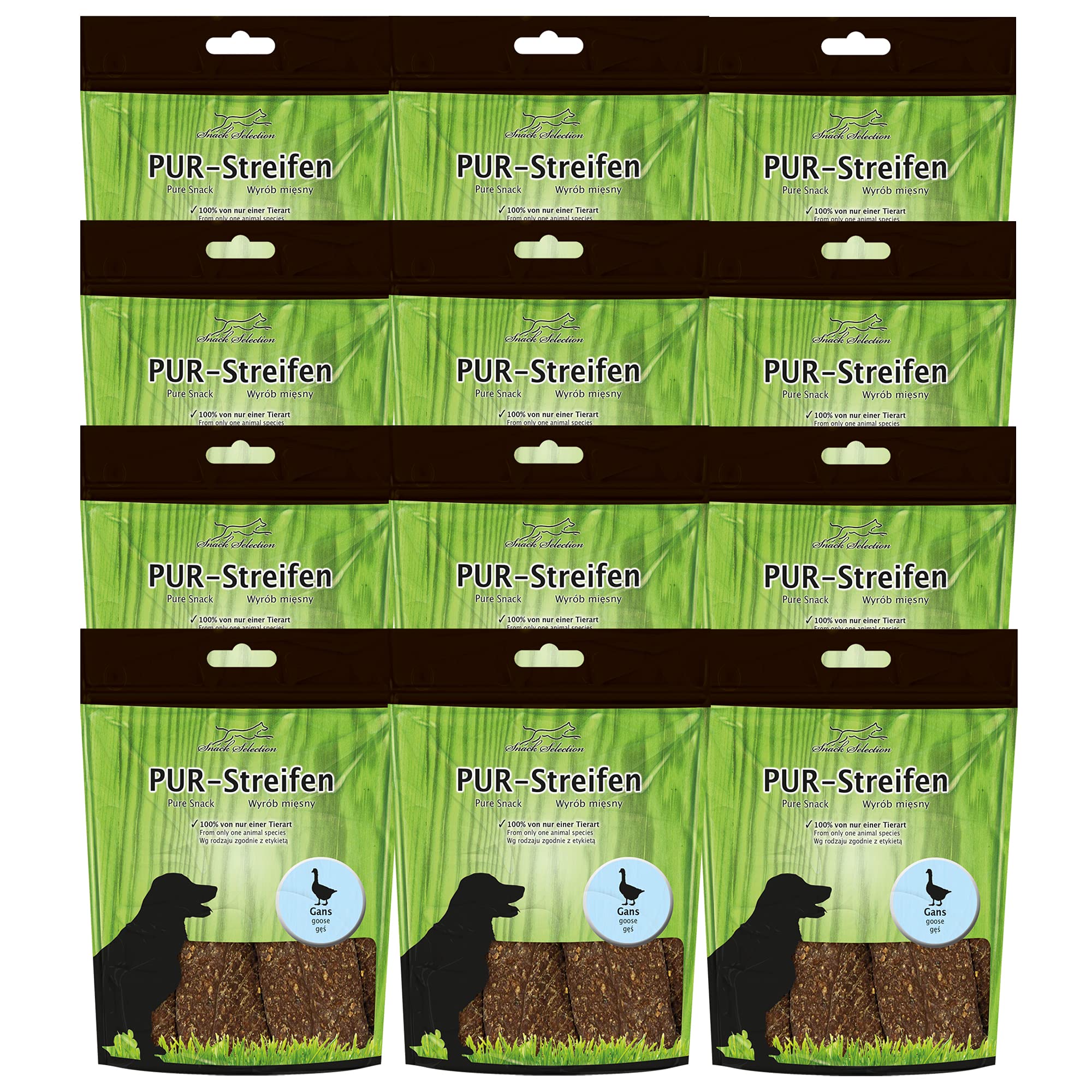 schecker-hundesnacks-pur-kaustreifen-gans-12x100g image 1